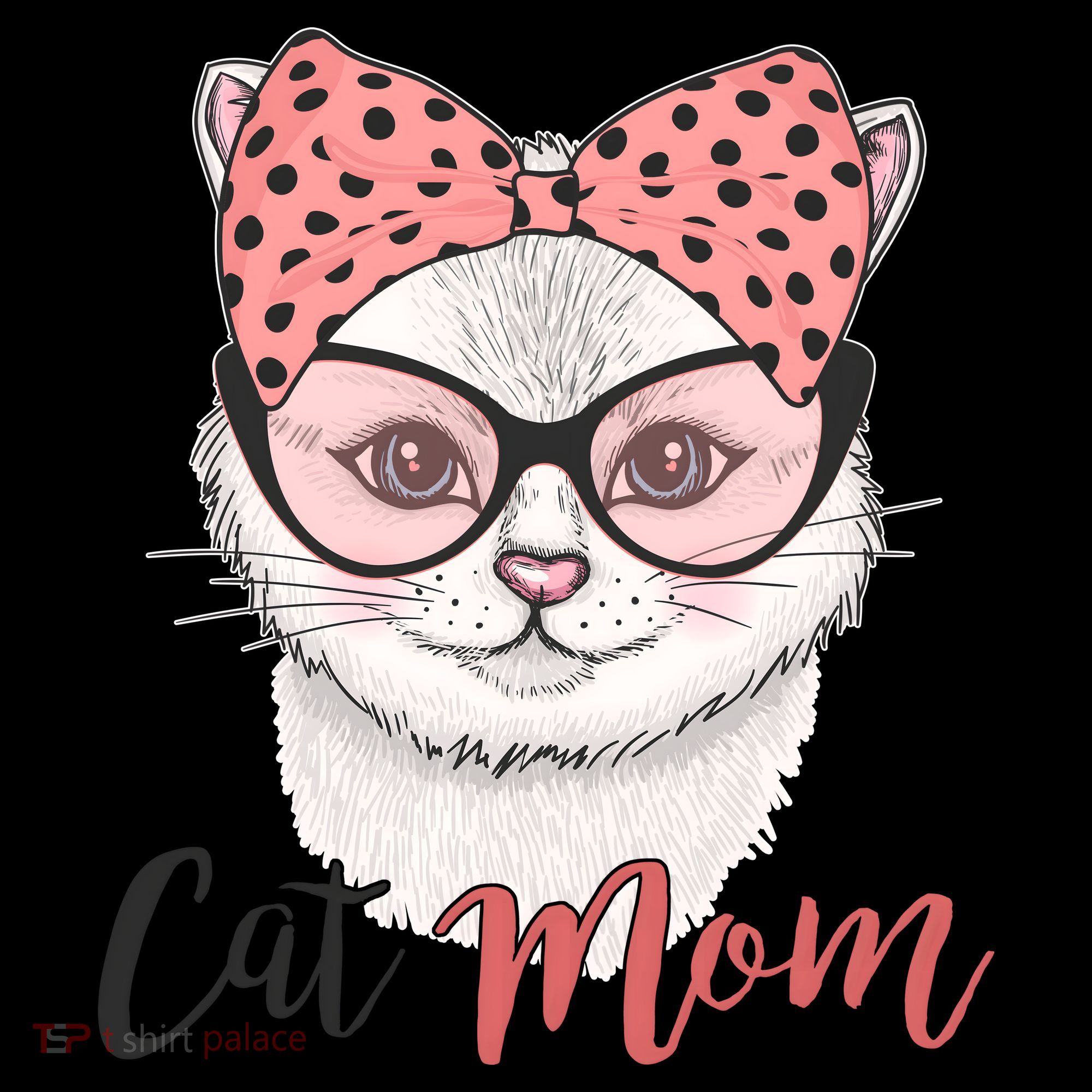 Cute Cat Mom Polka Dot Bow Bandana Coffee Mug
