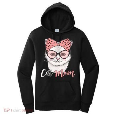 Cute Cat Mom Polka Dot Bow Bandana Women's Hoodie
