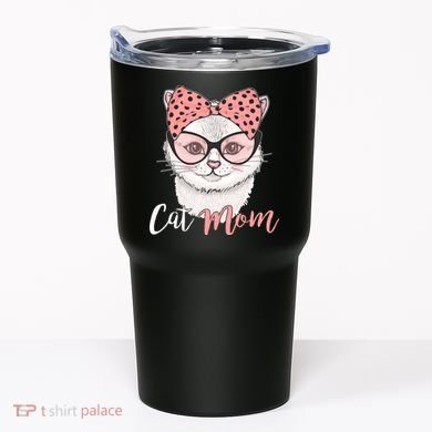 Cute Cat Mom Polka Dot Bow Bandana Tumbler