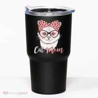 Cute Cat Mom Polka Dot Bow Bandana Tumbler thumb 0