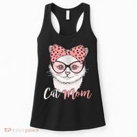 Cute Cat Mom Polka Dot Bow Bandana Women's Tank Top thumb 0
