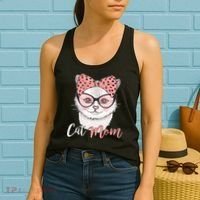 Cute Cat Mom Polka Dot Bow Bandana Women's Tank Top thumb 2
