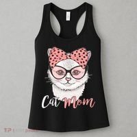 Cute Cat Mom Polka Dot Bow Bandana Women's Tank Top thumb 3