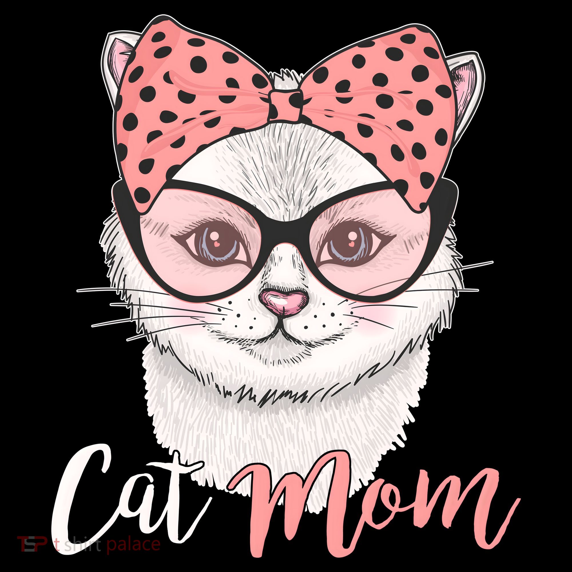 Cute Cat Mom Polka Dot Bow Bandana Women's Tank Top