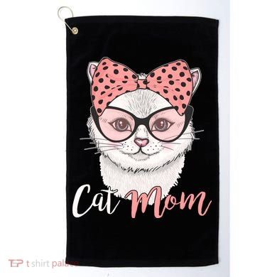 Cute Cat Mom Polka Dot Bow Bandana Golf Towel