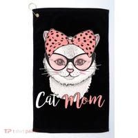 Cute Cat Mom Polka Dot Bow Bandana Golf Towel thumb 0