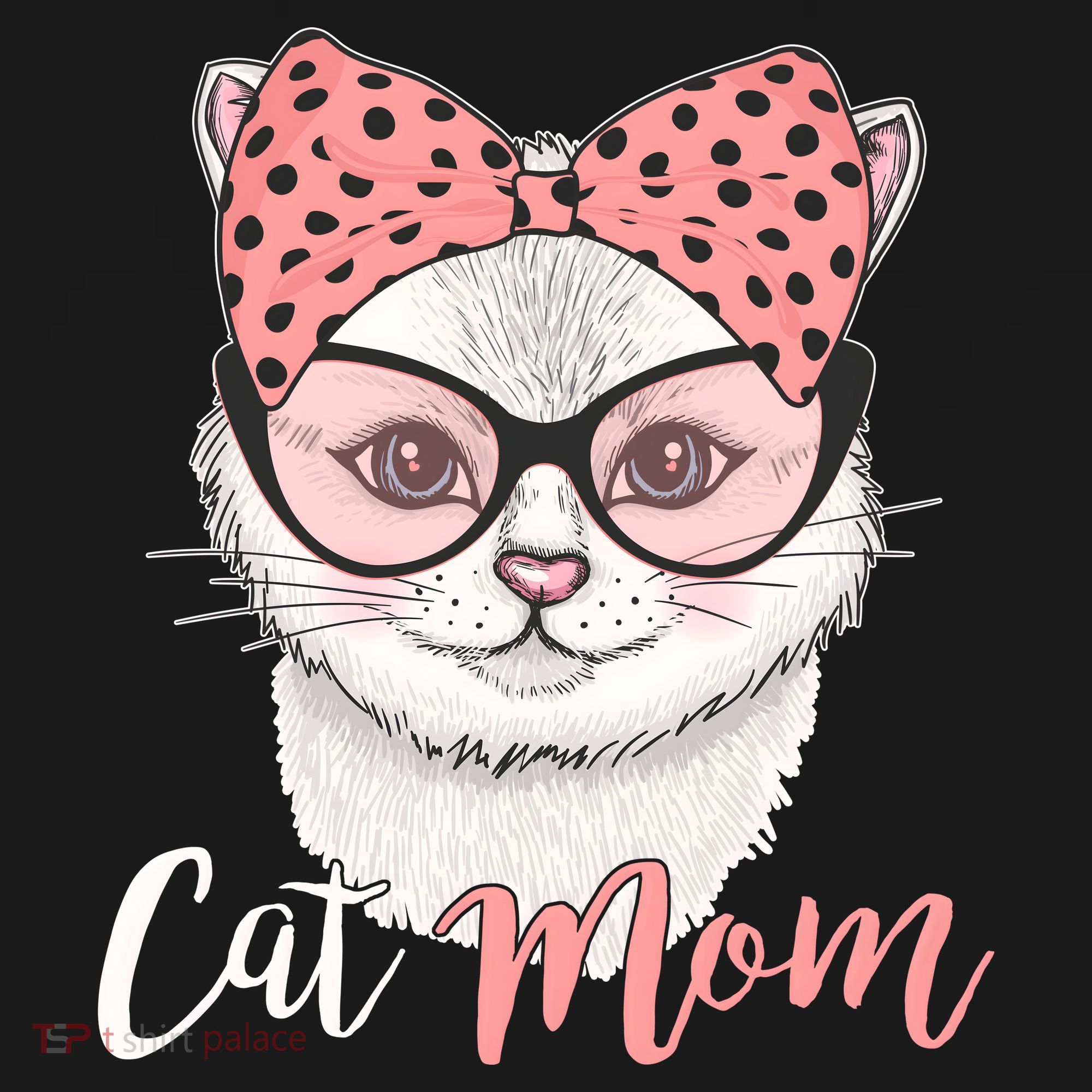 Cute Cat Mom Polka Dot Bow Bandana Visor