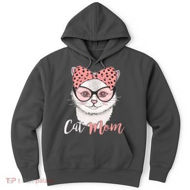 Cute Cat Mom Polka Dot Bow Bandana Hoodie