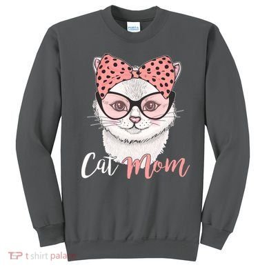 Cute Cat Mom Polka Dot Bow Bandana Sweatshirt