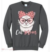Cute Cat Mom Polka Dot Bow Bandana Sweatshirt thumb 0