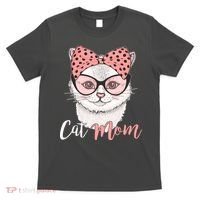Cute Cat Mom Polka Dot Bow Bandana T-Shirt thumb 0