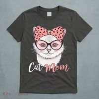 Cute Cat Mom Polka Dot Bow Bandana T-Shirt thumb 5