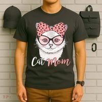 Cute Cat Mom Polka Dot Bow Bandana T-Shirt thumb 6