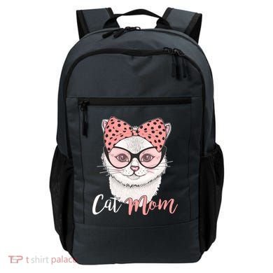 Cute Cat Mom Polka Dot Bow Bandana Backpack