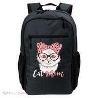 Cute Cat Mom Polka Dot Bow Bandana Backpack thumb 0