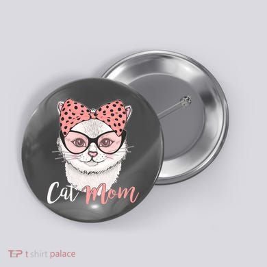 Cute Cat Mom Polka Dot Bow Bandana Button
