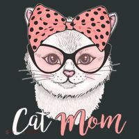 Cute Cat Mom Polka Dot Bow Bandana Coaster thumb 2