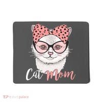 Cute Cat Mom Polka Dot Bow Bandana Mousepad thumb 0
