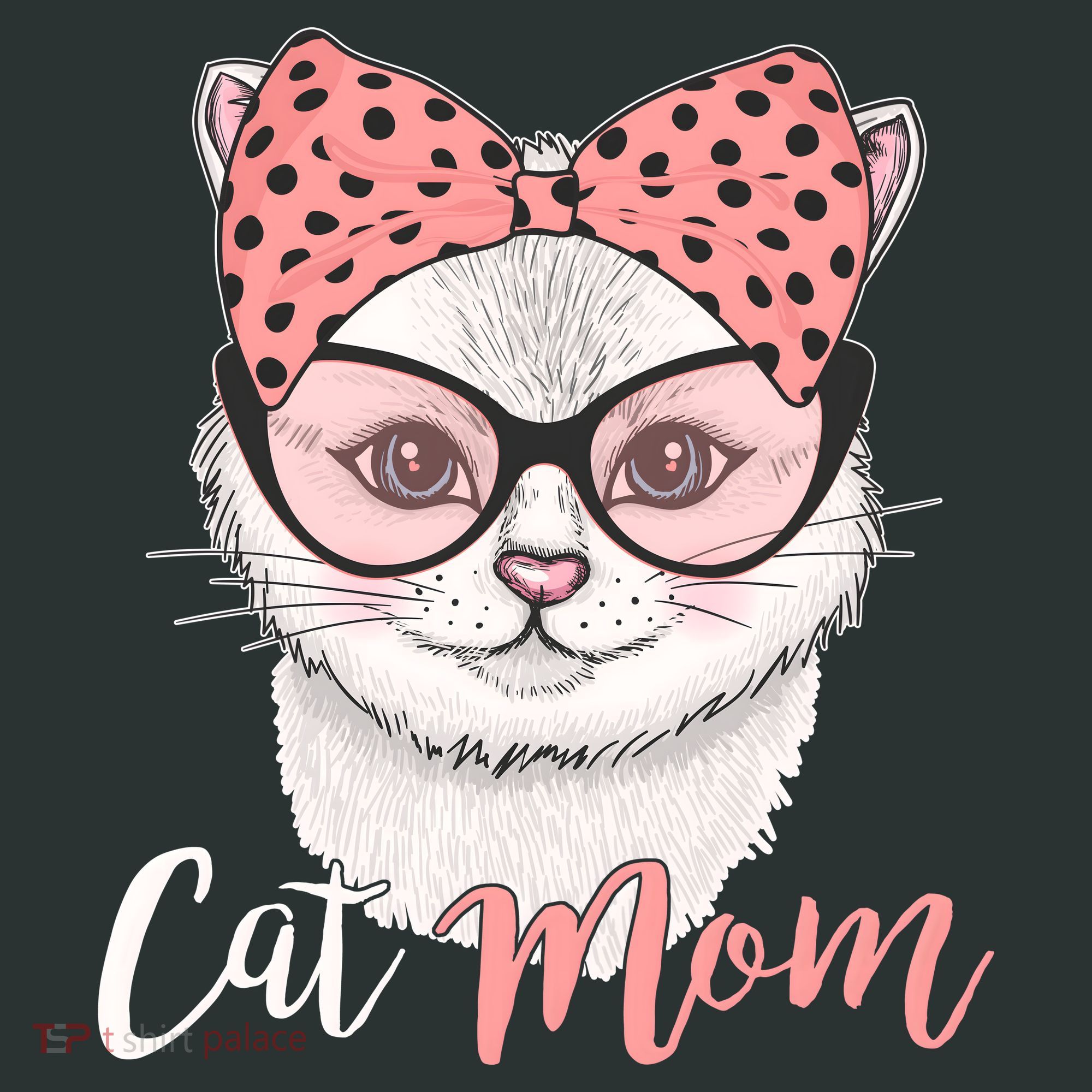 Cute Cat Mom Polka Dot Bow Bandana Mousepad