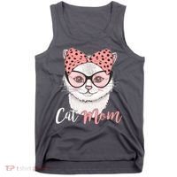 Cute Cat Mom Polka Dot Bow Bandana Tank Top thumb 0