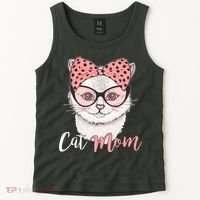 Cute Cat Mom Polka Dot Bow Bandana Tank Top thumb 2