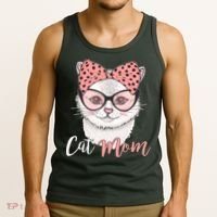 Cute Cat Mom Polka Dot Bow Bandana Tank Top thumb 3