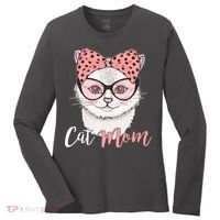 Cute Cat Mom Polka Dot Bow Bandana Women's Long Sleeve Shirt thumb 0