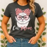 Cute Cat Mom Polka Dot Bow Bandana Women's T-Shirt thumb 2