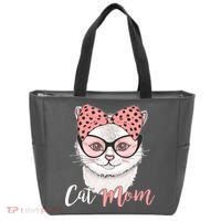 Cute Cat Mom Polka Dot Bow Bandana Tote Bag thumb 0