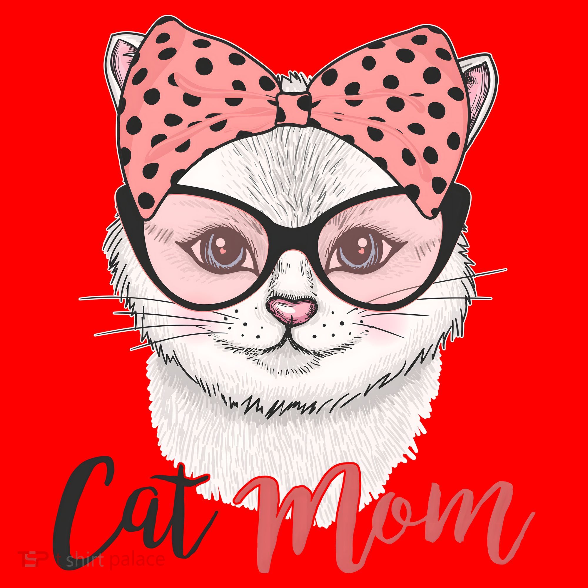 Cute Cat Mom Polka Dot Bow Bandana Santa Hat