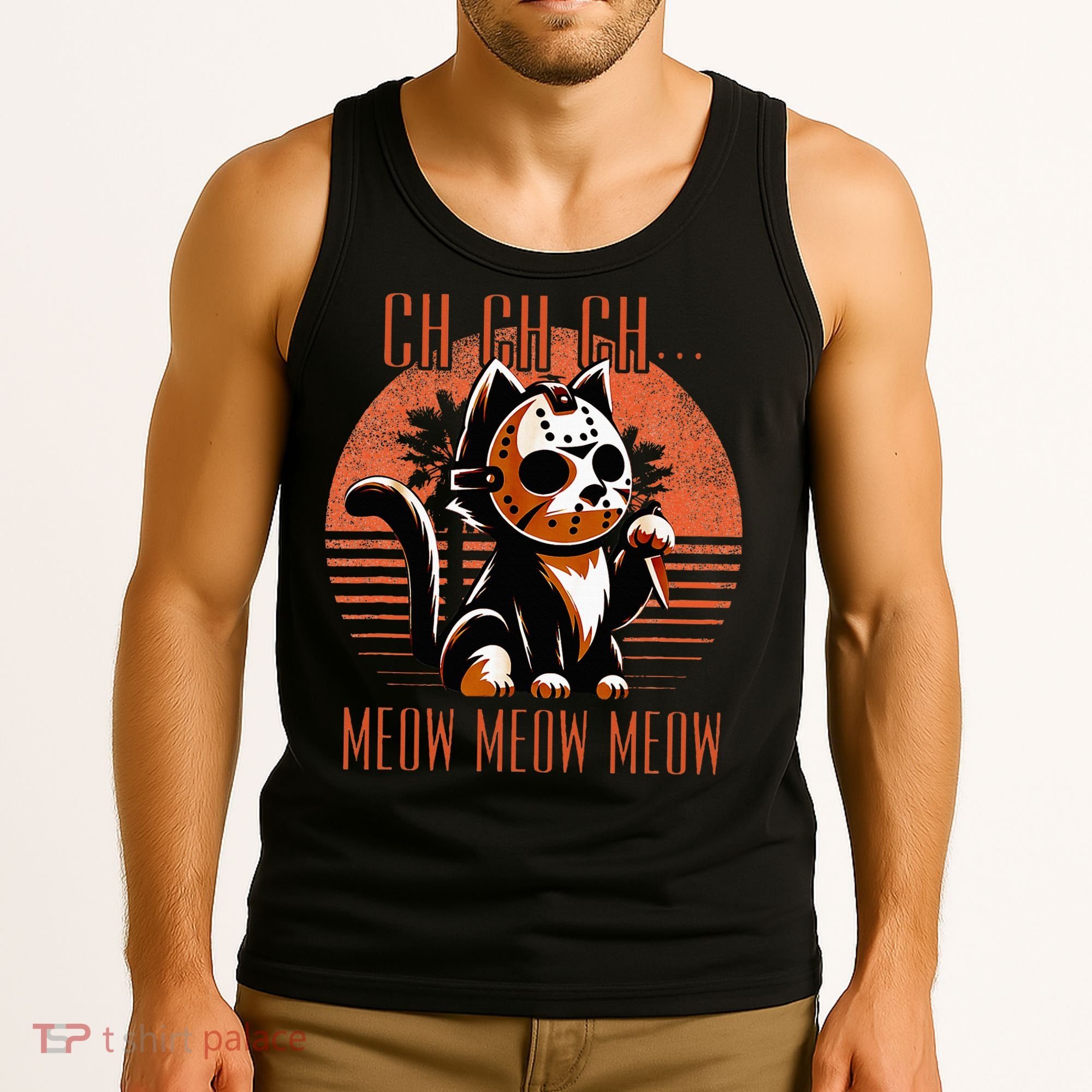 Ch Ch Meow Meow Meow Funny Animal Horror Movie Cute Kitten Tank Top