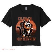 Ch Ch Meow Meow Meow Funny Animal Horror Movie Cute Kitten Women's Crop Top Tee thumb 0