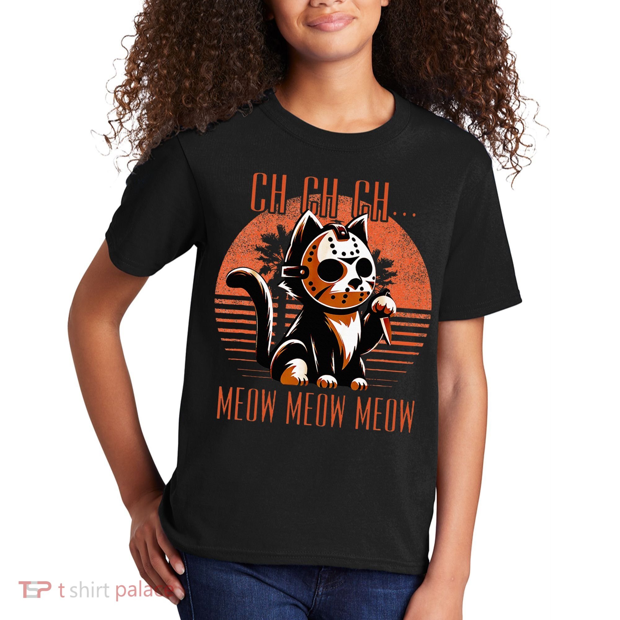 Ch Ch Meow Meow Meow Funny Animal Horror Movie Cute Kitten Kids T-Shirt