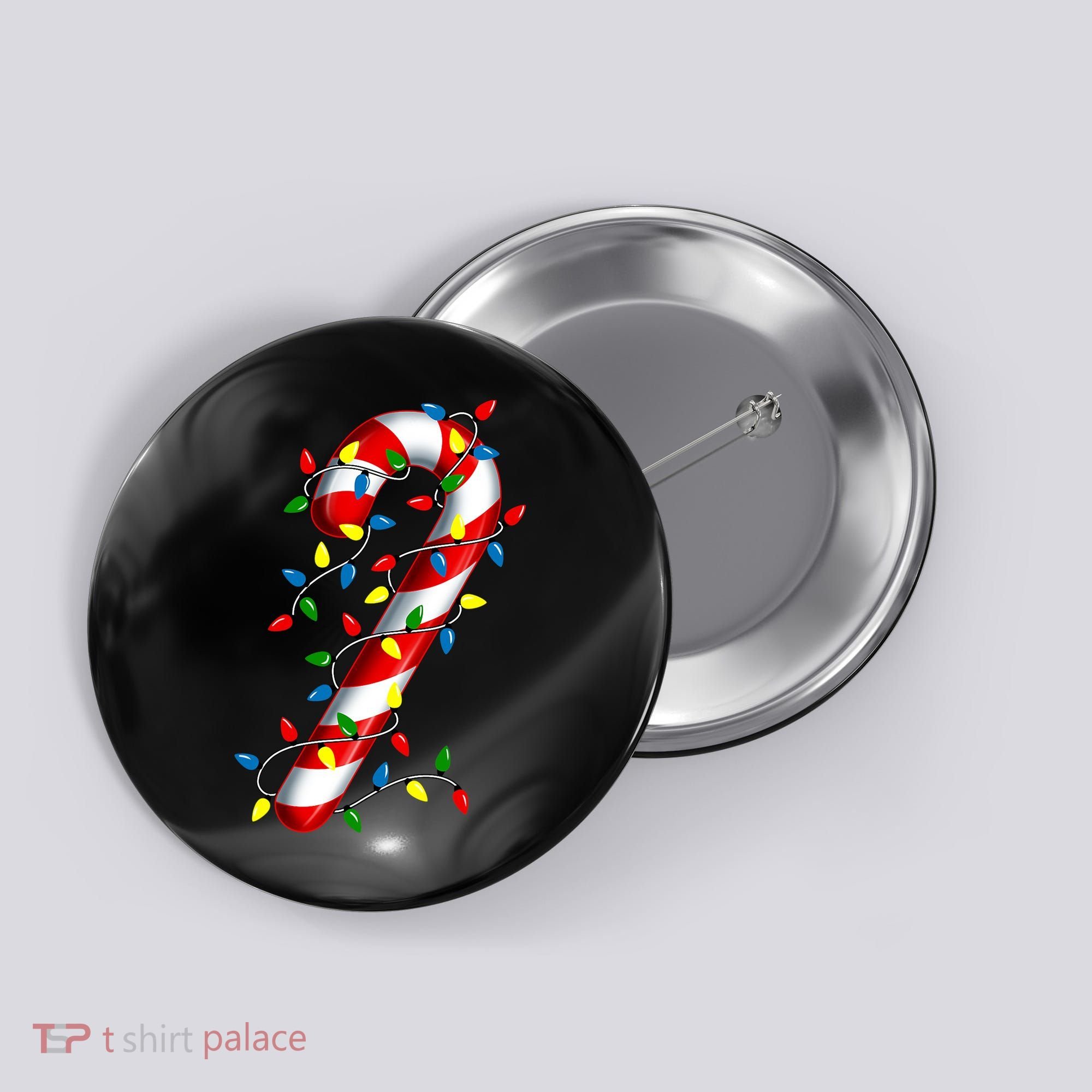 Candy Cane Merry And Bright Christmas Lights Candy Costume Button