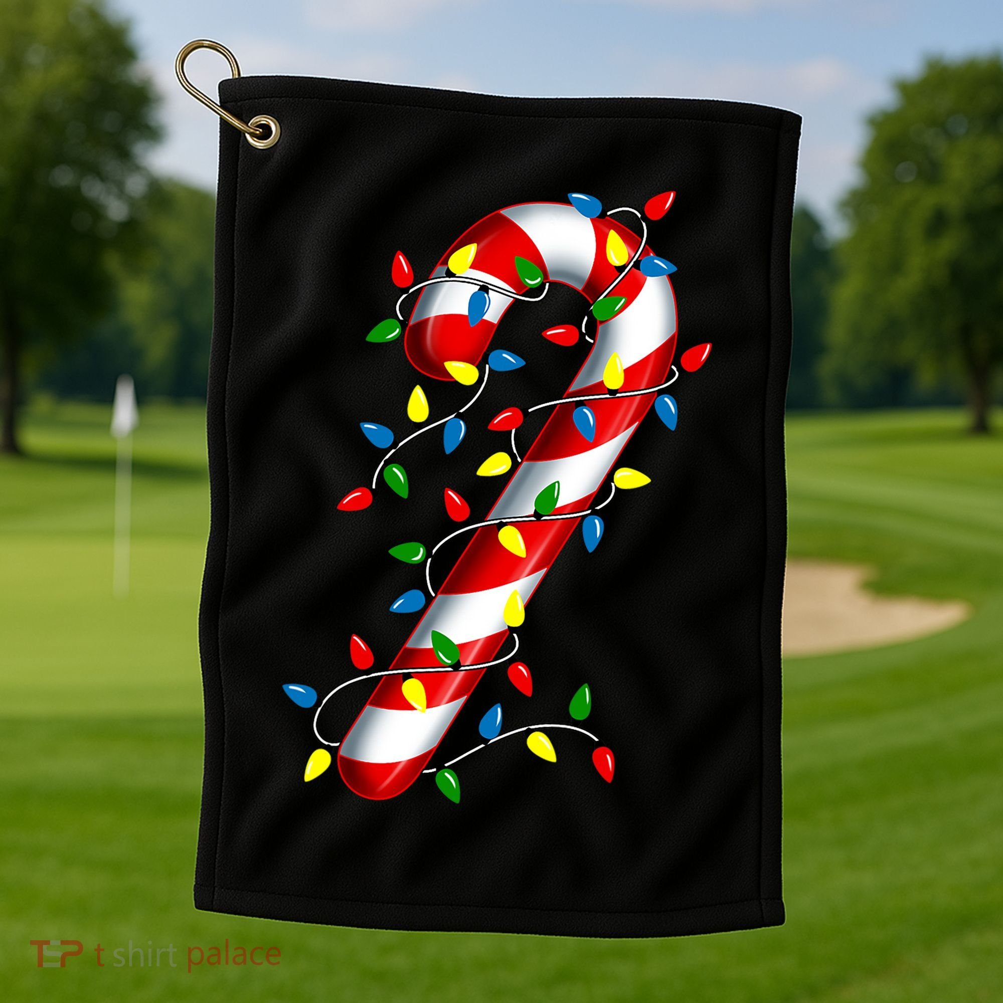 Candy Cane Merry And Bright Christmas Lights Candy Costume Golf Towel