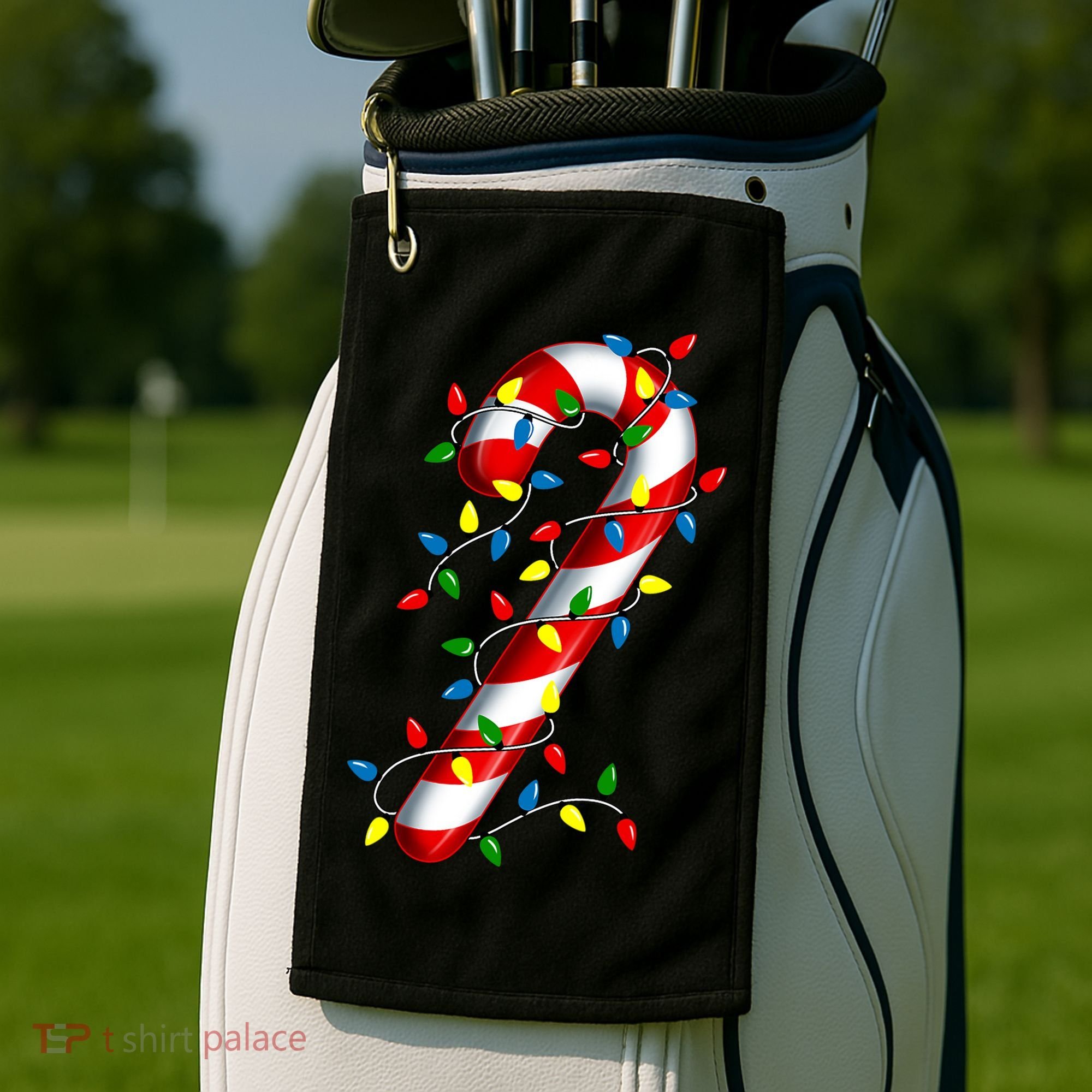 Candy Cane Merry And Bright Christmas Lights Candy Costume Golf Towel