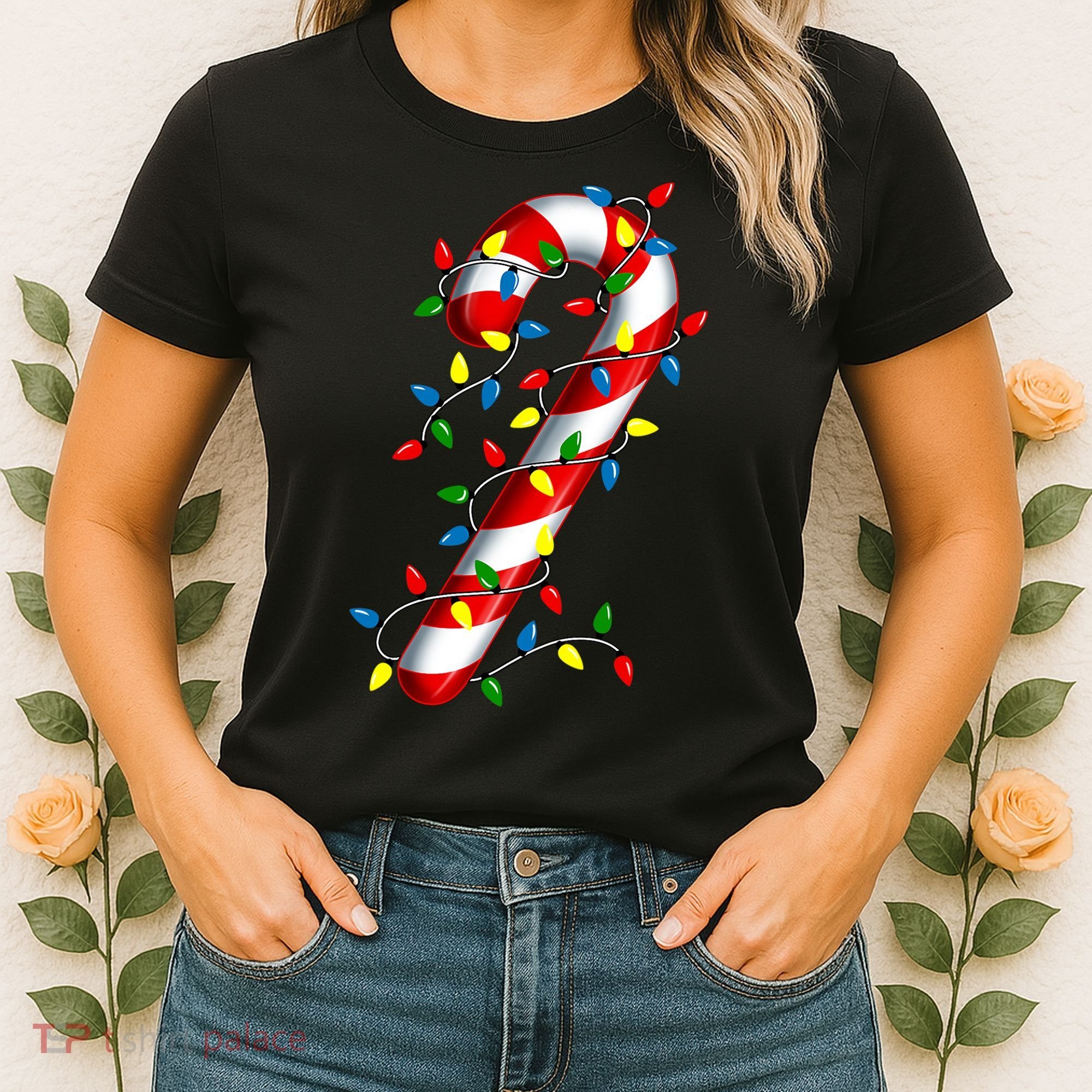Candy Cane Merry And Bright Christmas Lights Candy Costume Women's T-Shirt