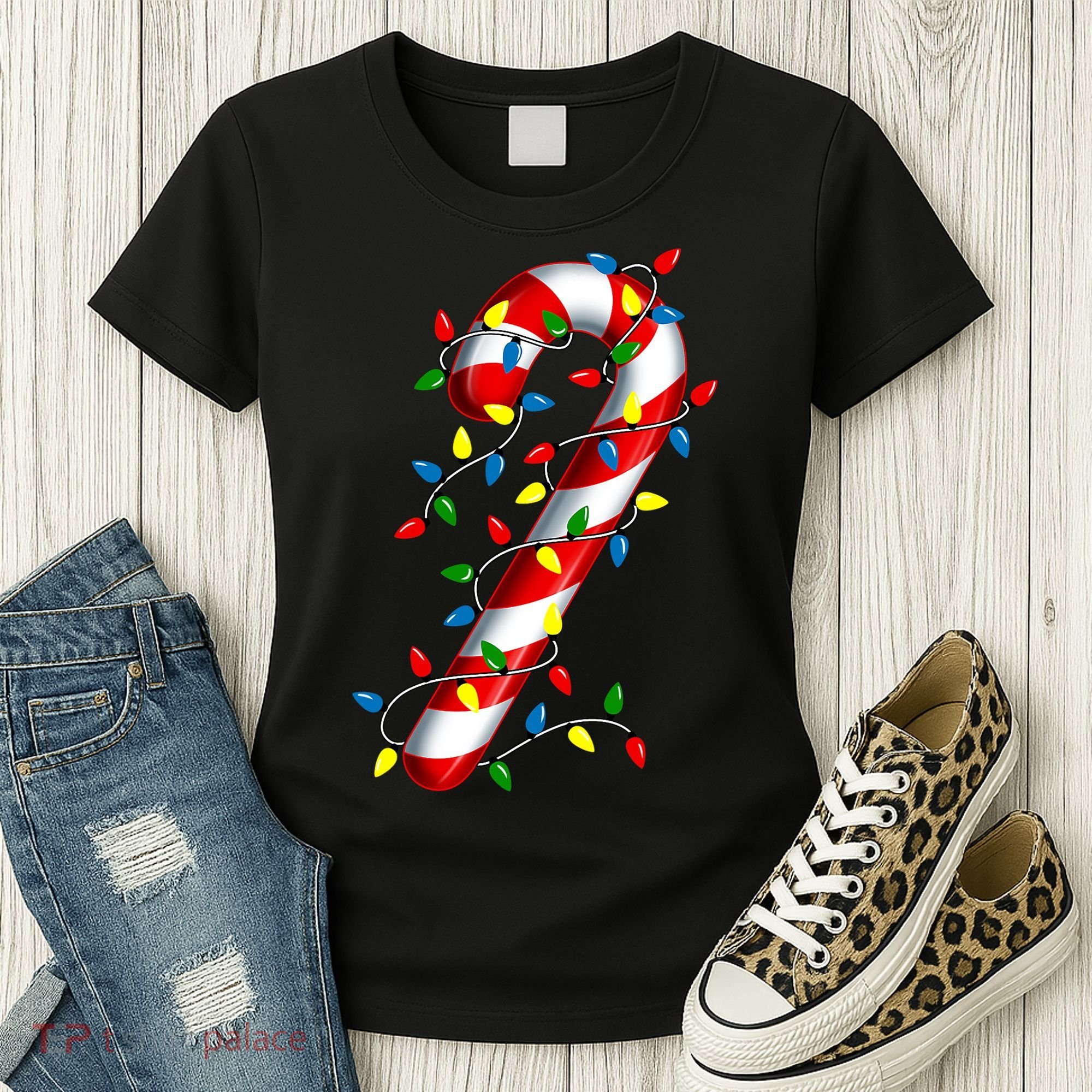 Candy Cane Merry And Bright Christmas Lights Candy Costume Women's T-Shirt