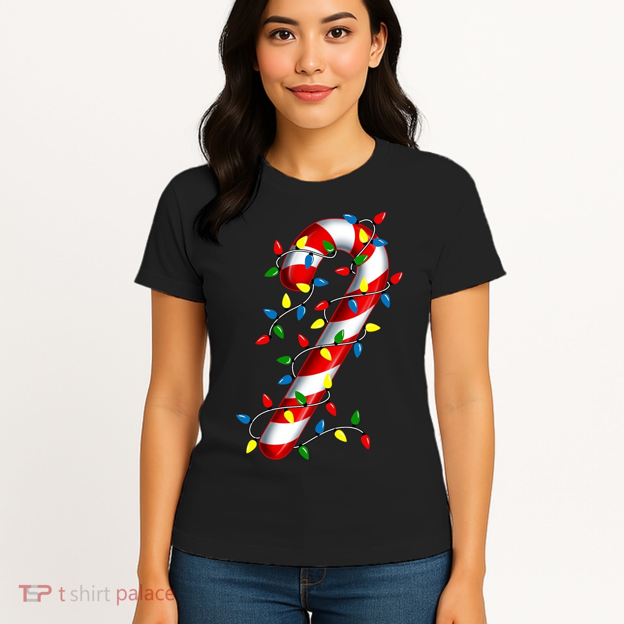 Candy Cane Merry And Bright Christmas Lights Candy Costume Women's T-Shirt