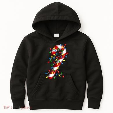 Candy Cane Merry And Bright Christmas Lights Candy Costume Kids Hoodie