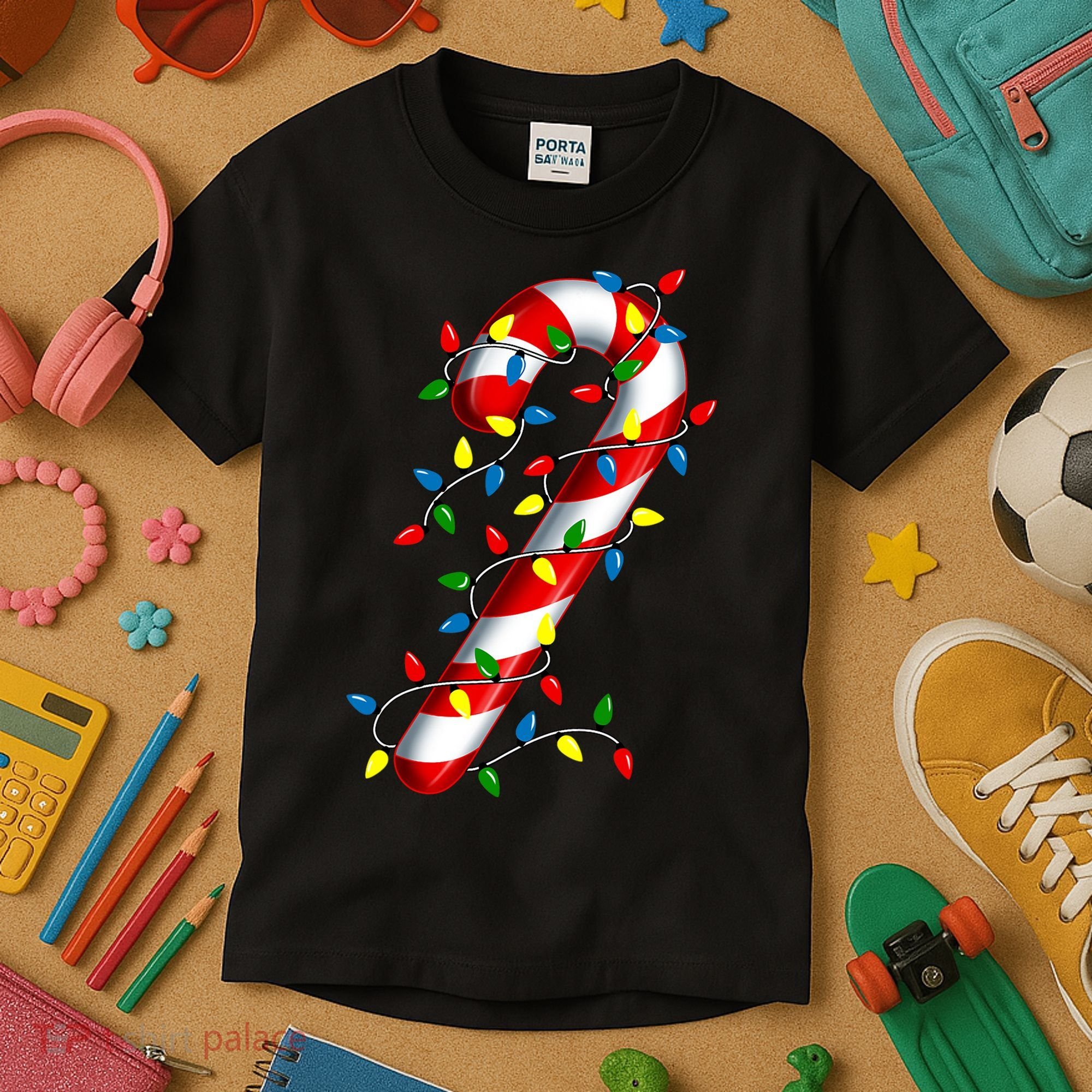 Candy Cane Merry And Bright Christmas Lights Candy Costume Kids T-Shirt