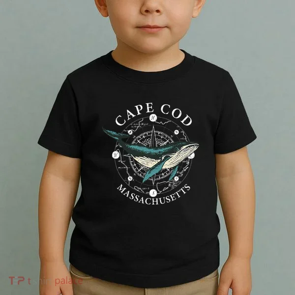 Cape Cod Massachusetts Humpback Whale Vintage Wind Rose Toddler T-Shirt