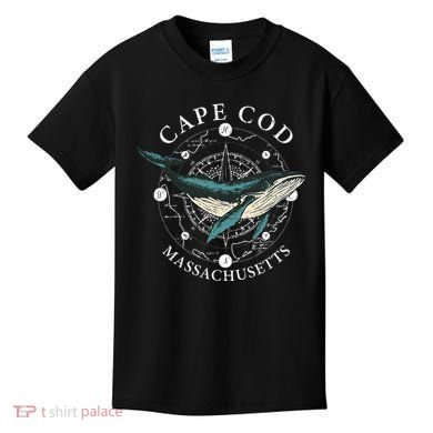 Cape Cod Massachusetts Humpback Whale Vintage Wind Rose Kids T-Shirt