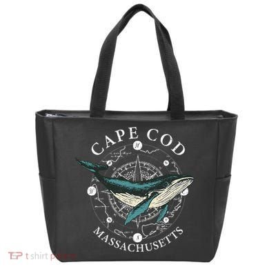 Cape Cod Massachusetts Humpback Whale Vintage Wind Rose Tote Bag