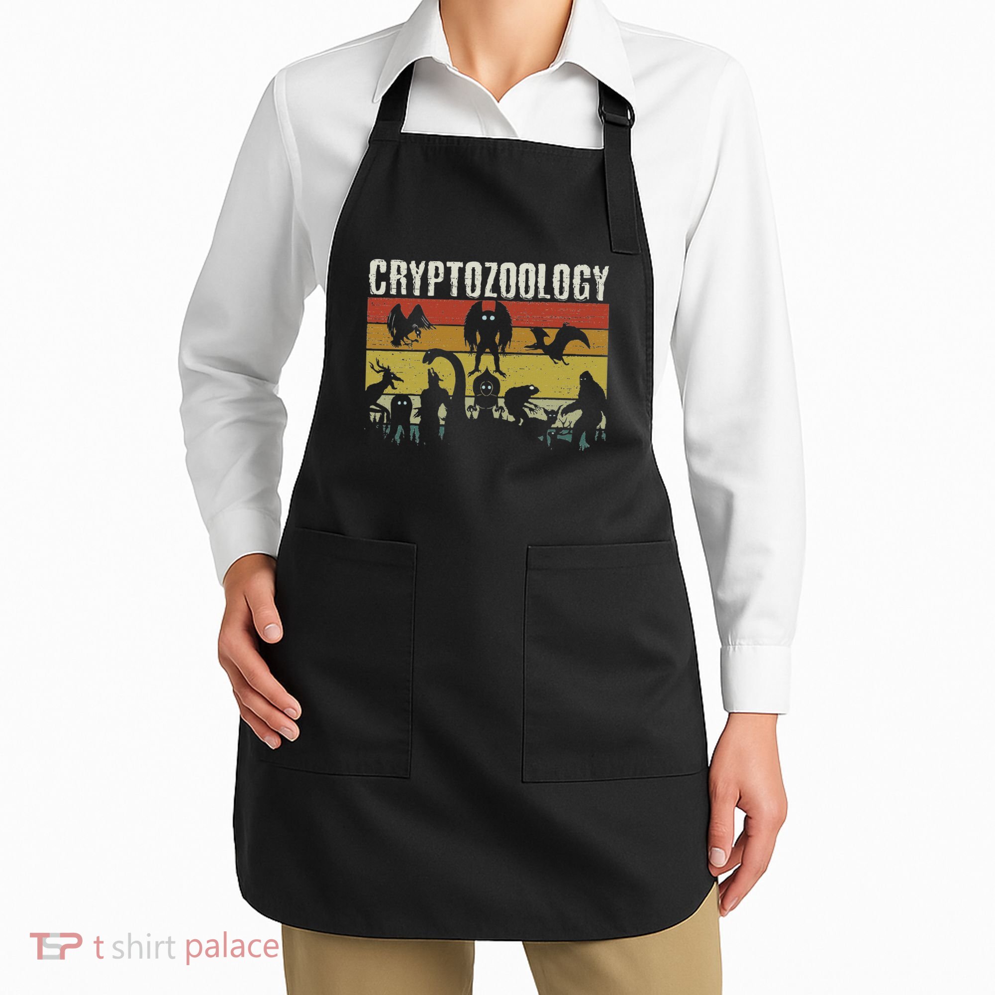 Cute Cryptid Monsters Bigfoot Mothman Dogman Cryptozoology Apron