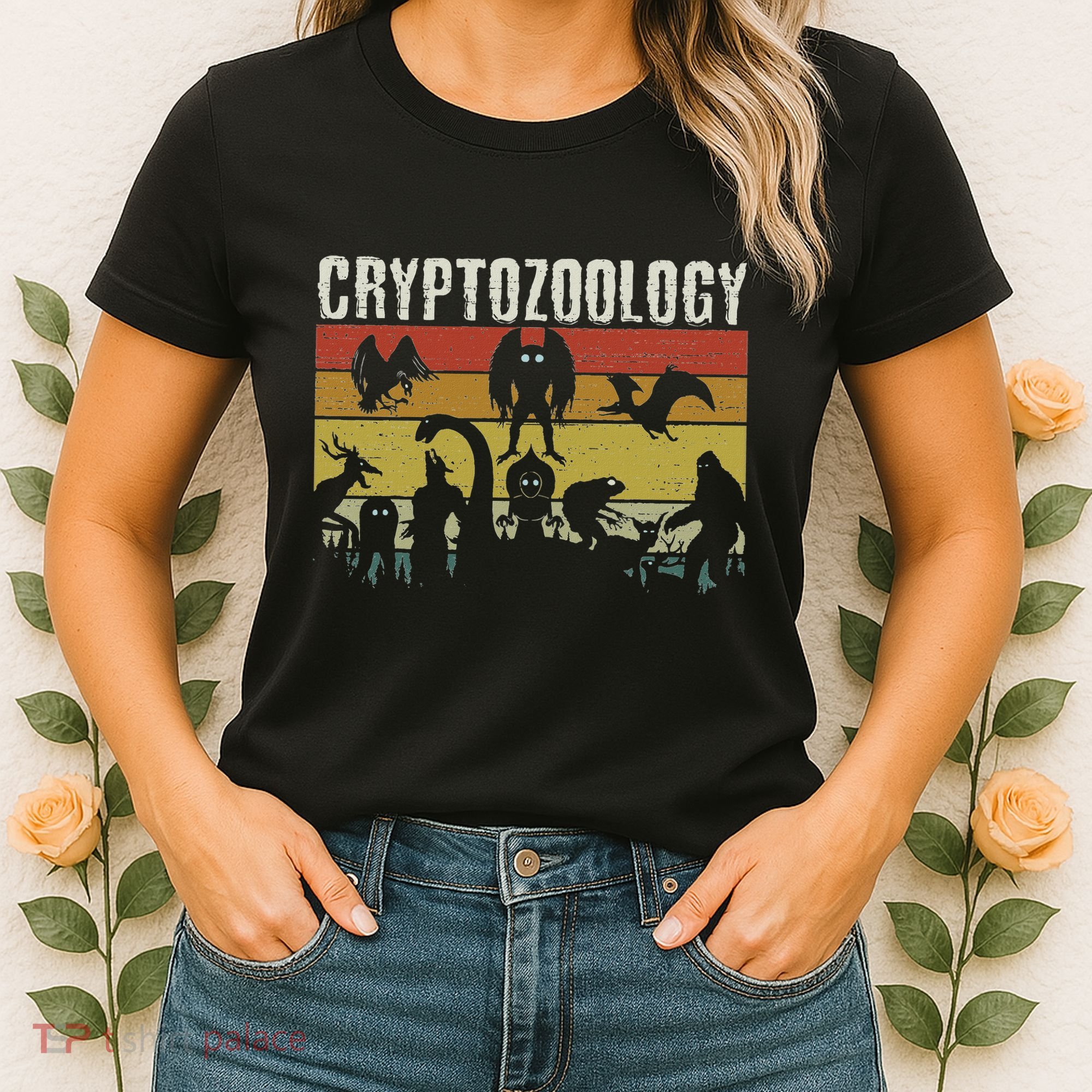 Cute Cryptid Monsters Bigfoot Mothman Dogman Cryptozoology Women's T-Shirt