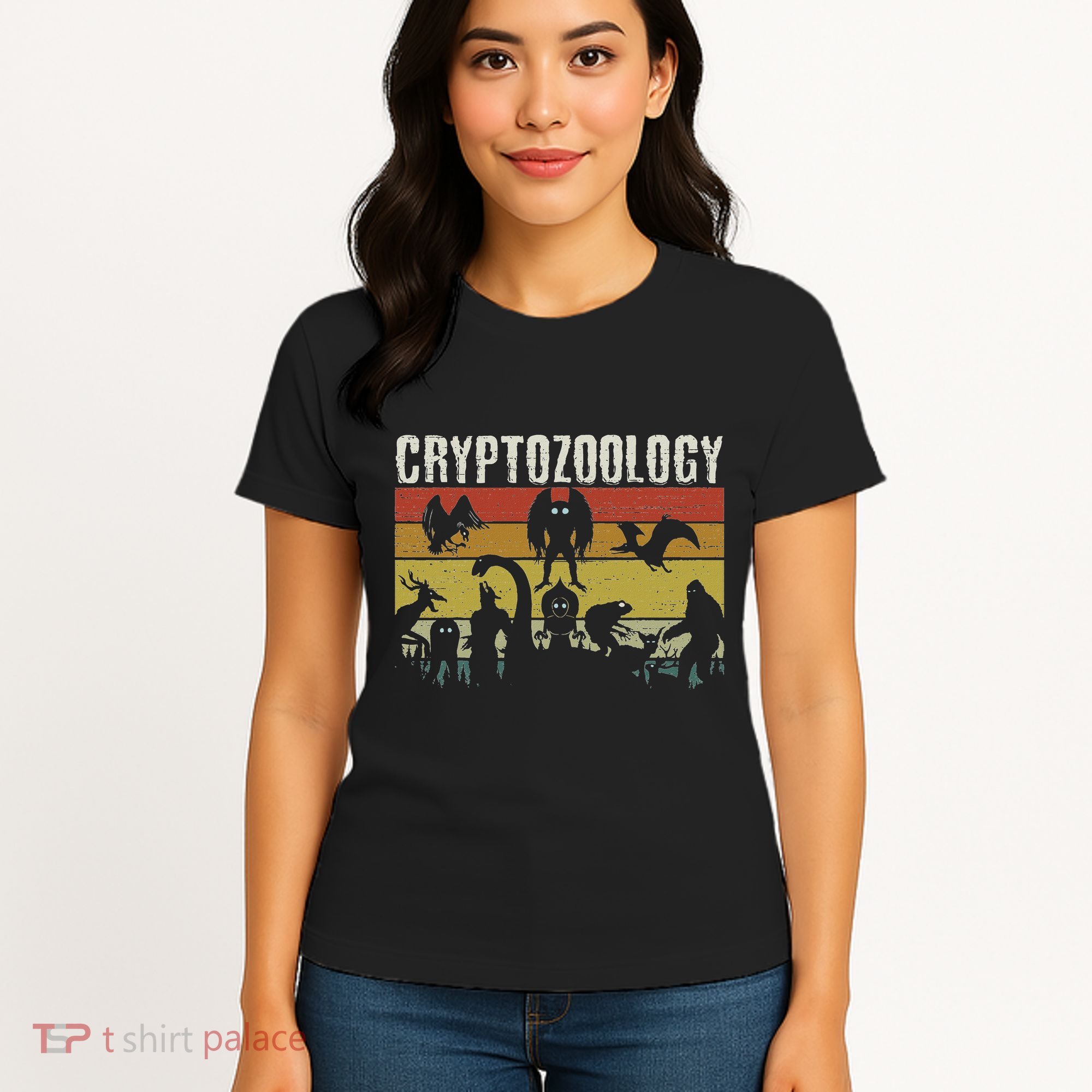 Cute Cryptid Monsters Bigfoot Mothman Dogman Cryptozoology Women's T-Shirt