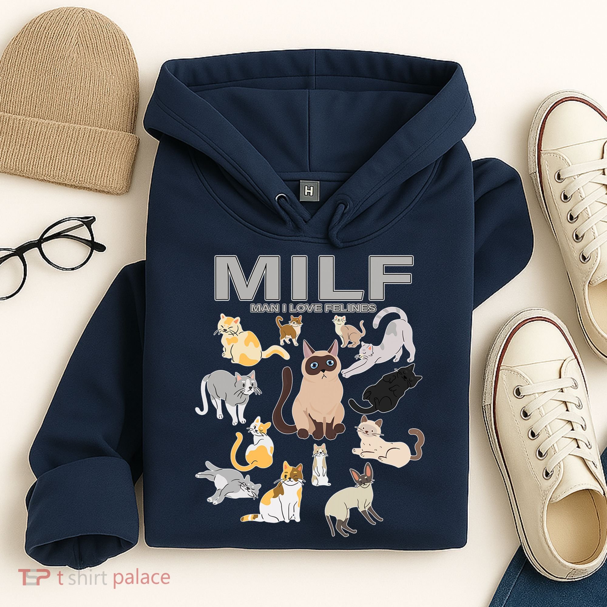 Cute Cats MILF Man I Love Felines Hoodie