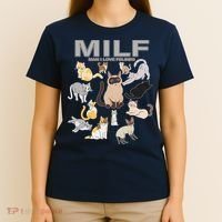 Cute Cats MILF Man I Love Felines T-Shirt thumb 4