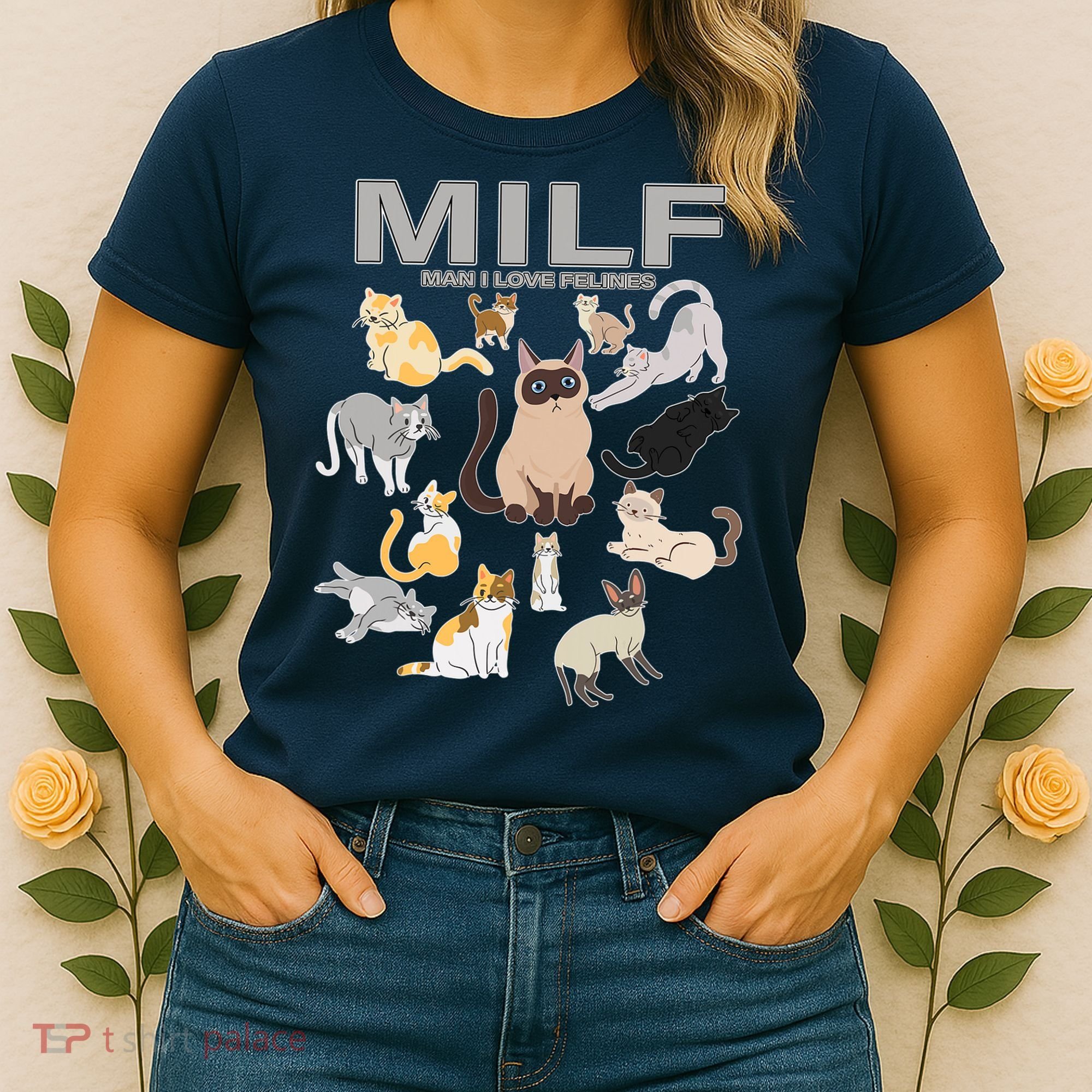 Cute Cats MILF Man I Love Felines Women's T-Shirt